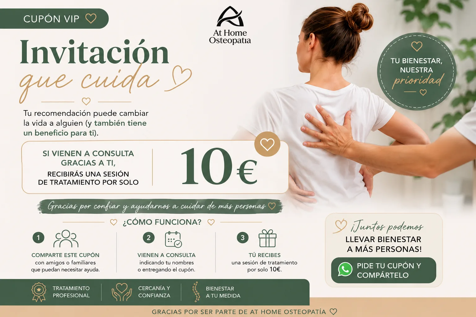 Cupón VIP para pacientes que recomiendan: sesión por 10 euros